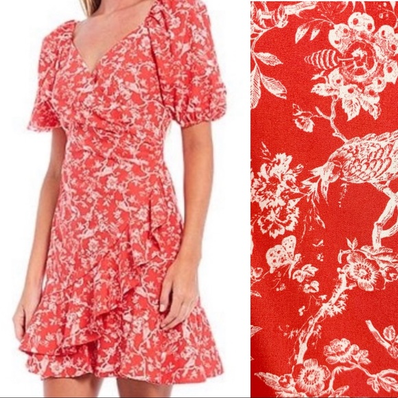 Sachin + Babi Dresses & Skirts - Sachin & Babi Dress Catherine Puff Sleeve Faux Wrap Mini NWT 10